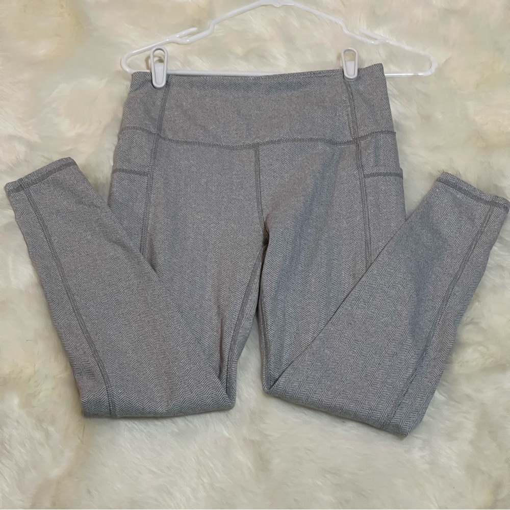 Kyodan Herringbone Dove Gray Leggings with Pockets S